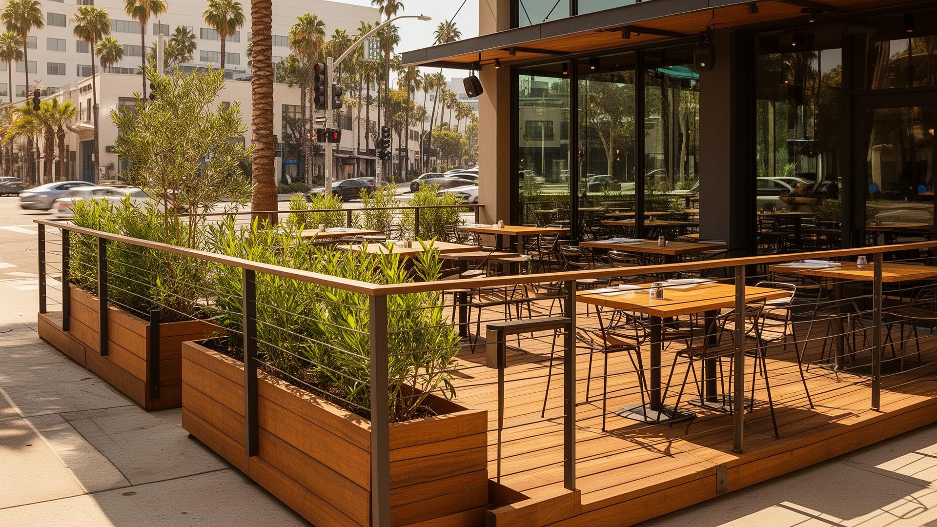 Modern restaurant parklet in Los Angeles